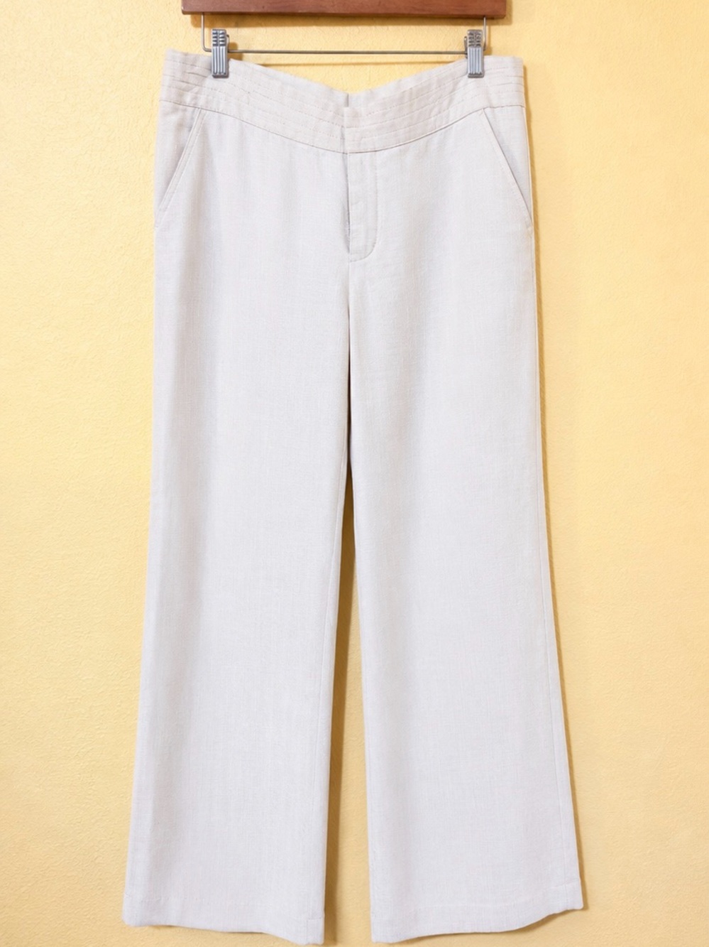 MEXX Women’s Linen Pants IvoryCream Wide-Leg Trousers Size US12